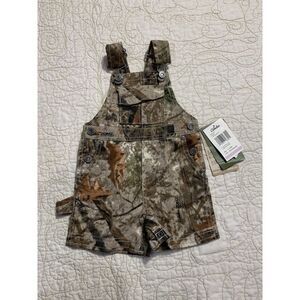 New Cabela's Bib Shorts Size 6-12 Months Overalls Woodlands Shortalls Multicolor